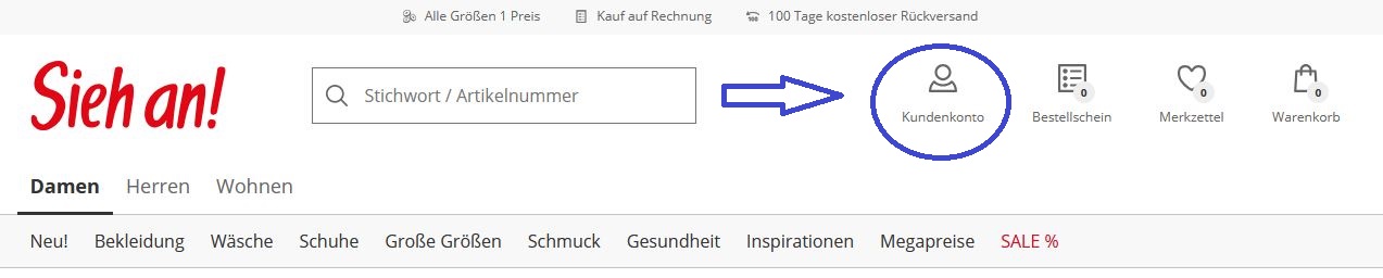 sieh an mein Kundenkonto